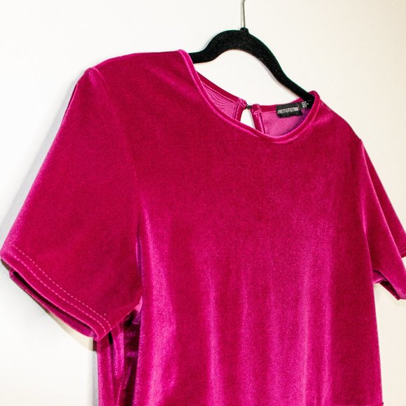 Pretty Little Thing - Hot Pink Velvet Unitard - Picture 9 of 14